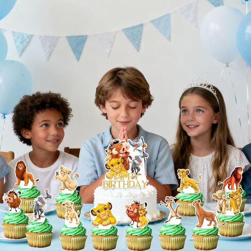 25Pcs Lion-King Birthday Party Supplies Pack Includes 1 Cake Topper 24 Cupcake Toppers for Lion-King Party Supplies in Saudi Arabia