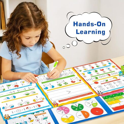 Magnetic Fraction Demonstration Book for Kids, Montessori Fraction Playbook with Tiles & Circles, Fraction Educational Puzzle Sets for Children, Math Manipulatives for Homeschool Classroom in Saudi Arabia