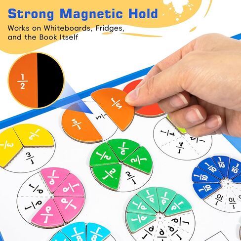Magnetic Fraction Demonstration Book for Kids, Montessori Fraction Playbook with Tiles & Circles, Fraction Educational Puzzle Sets for Children, Math Manipulatives for Homeschool Classroom in Saudi Arabia
