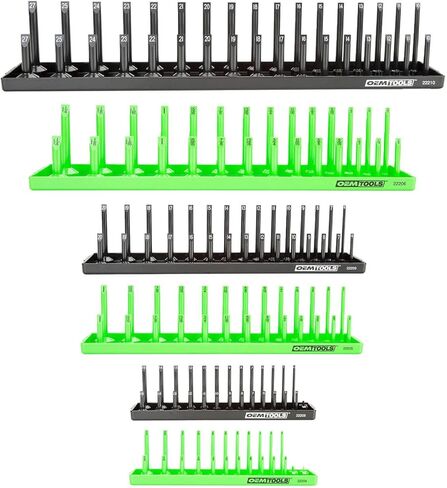 OEMTOOLS 22418 6 Piece SAE and Metric Socket Tray Set, SAE and Metric Socket Storage for Sizes 1/4", 3/8", and 1/2" Drive, Socket Holders and Socket Organizer Tray for Toolbox, Orange and Black in Saudi Arabia
