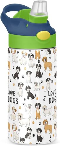 Fire Ice Football Kids Water Bottle with Straw and Carry Handle Soccer Ball Sports Theme Vacuum Insulated Stainless Steel Bottles Leak-Proof for Boys Girls Toddler 12 oz Green Lid in Saudi Arabia