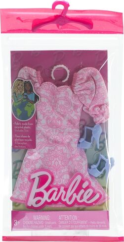 Barbie Doll Clothing: Pink Puff Sleeve Dress & Accessories in Saudi Arabia
