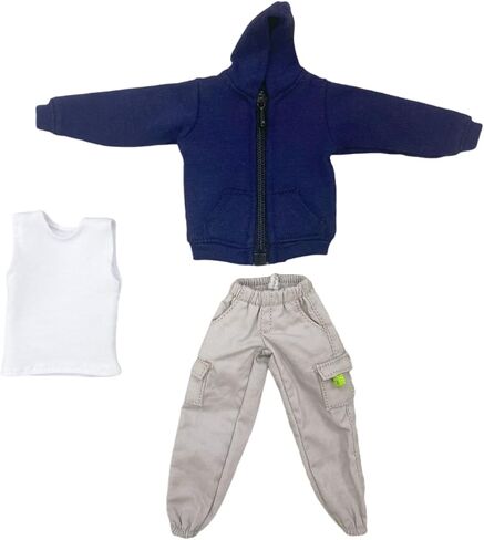 6 inch Action Figure Colthes,3 Pieces Set,Casual Jacket,Vest and Pant,Miniature Clothing for Male Action Figures,1:12 Scale Figure Doll Clothing Suit. (Gery,White and Black) in Saudi Arabia