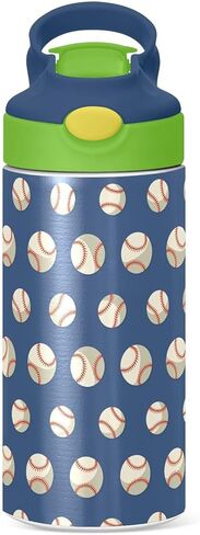 Fire Ice Football Kids Water Bottle with Straw and Carry Handle Soccer Ball Sports Theme Vacuum Insulated Stainless Steel Bottles Leak-Proof for Boys Girls Toddler 12 oz Green Lid in Kuwait