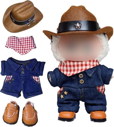 Clothes for 15/17cm Dolls - LABUBU Clothes Cowboy Set for 6.7 inch Doll , Premium Stylish Outfit with Accessories for Play & Display(No Doll in Saudi Arabia