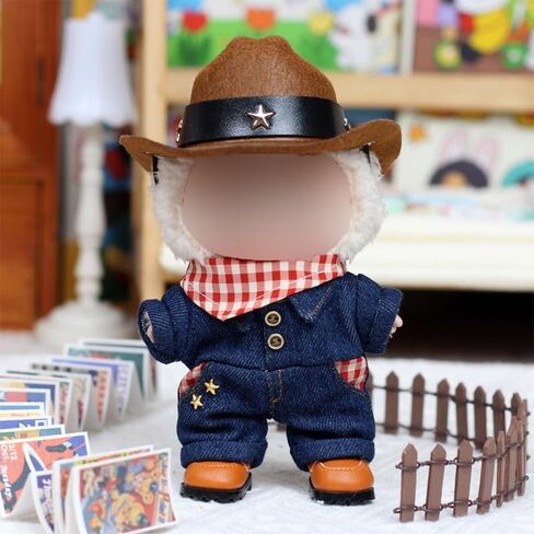 Clothes for 15/17cm Dolls - LABUBU Clothes Cowboy Set for 6.7 inch Doll , Premium Stylish Outfit with Accessories for Play & Display(No Doll in Saudi Arabia