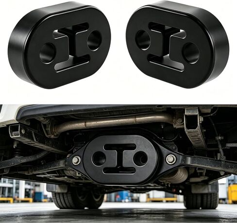 2Pcs Rubber Exhaust Hanger, 2 Holes 0.47 Inch Muffler Hangers, Rubber Insulator Bushing Mount Universal for Car/Truck/Jeep/SUV (Black) in Kuwait