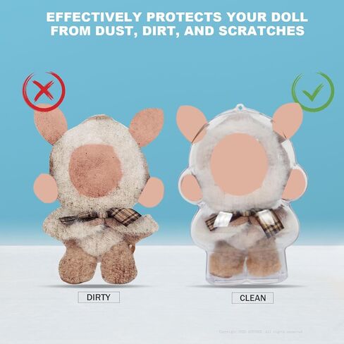 Protective Case Compatible with Skullpanda Doll - Crystal Clear Display Box with 360° View & Pressure-Sensitive Lid for Ultimate Doll Protection in Saudi Arabia
