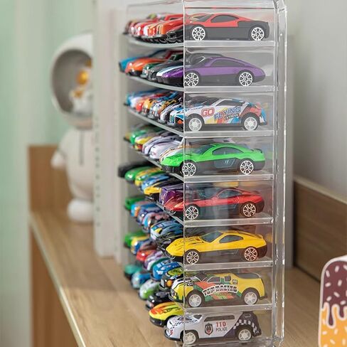 Scale Matchbox Wheels Toy Car Display Case, Acrylic Display Box for 1/64 Scale Matchboxs Toy Cars, Clear Model Car Case Holder Container Shelf in Saudi Arabia