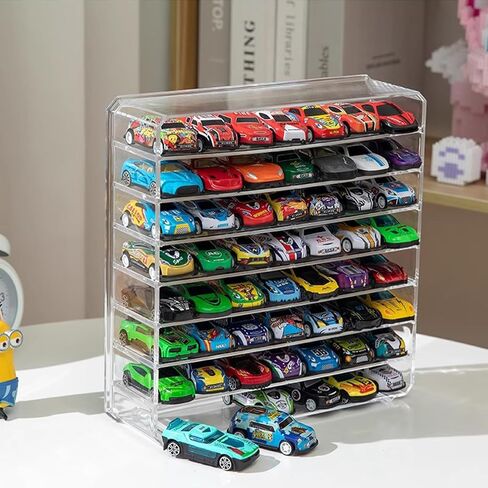 Scale Matchbox Wheels Toy Car Display Case, Acrylic Display Box for 1/64 Scale Matchboxs Toy Cars, Clear Model Car Case Holder Container Shelf in Saudi Arabia