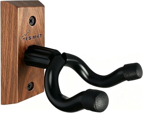 Guitar Hanger Wall Mount-2 Pack Black Walnut Guitar Wall Mount, Guitar Wall Hook Holder with Screws, Wood Guitar Wall Hangers for Acoustic Guitar, Electric Guitar, Banjo, Bass, Mandolin, Ukulele in Saudi Arabia