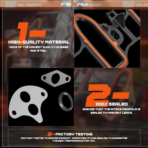 Intake Manifold Gasket Compatible with Chevrolet Silverado Express Avalanche GMC Savana Sierra Yukon Cadillac Saab Hummer Isuzu 4.8L 5.3L 6.0L 6.2L, Interchange Part Number MS92211 MS96587 in Saudi Arabia