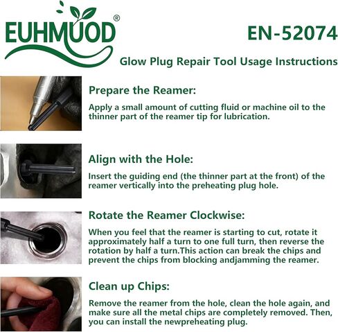 7223 Glow Plug Bore Reamer Tool Compatible with Duramax 6.6L L5P 3.0L LM2 2.8L LZ0 Diesel Engines (2001-2025), for Carbon Buildup Removal & Thread Cleaning, Replaces GM-52074 EN-52074 OTC-7223 in Saudi Arabia