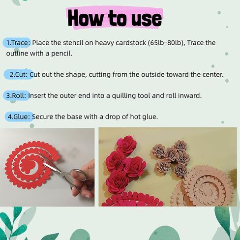 12 Styles 3D Rolled Paper Flower Stencil Templates Kit - Flower & Leaf Stencils for Bouquets, Scrapbooking, Wedding/Party Decor, DIY Crafts in Saudi Arabia