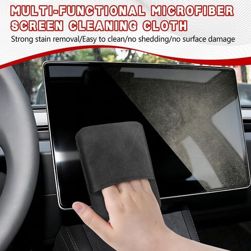 Car Screen Cleaner, Foldable Touch Screen Cleaner Cloth, Microfiber Cleaning Pad Car Cleaning Wipes, Auto Accessories Touchscreen Cleaner Cloths for Vehicles (Rectangle/Grey, 1PCS) in Saudi Arabia