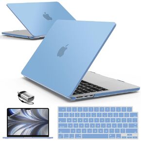 IBenzer متوافق مع حافظة MacBook Air 15 بوصة الجديدة 2024 2023 M3 A3114 M2 A2941، حافظة صلبة وغطاء لوحة مفاتيح وفيلم شاشة ومحول من النوع C لجهاز Mac Air 15.3 بوصة معرف اللمس، أسود، AT15-BK+2TC in Kuwait