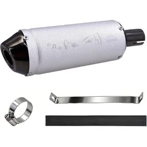 كاتم صوت ماسورة العادم 28 مم، كاتم صوت كاتم صوت الدراجة النارية متوافق مع 125cc 110cc 50cc 90cc Pit Dirt Bike ATV Mini Bike Quad 4 Wheeler Go Kart (فضي) in Kuwait