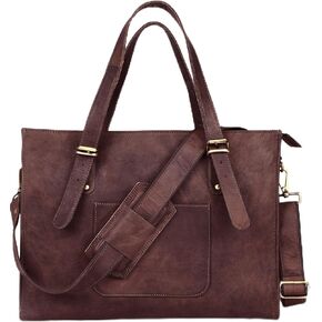 Genuine Leather Laptop Bag for Women 16" Large Brown Tote Fits 15.6" Computer Briefcase Womens Crossbody Messenger Bag in Saudi Arabia
