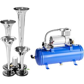 Train Horn for Truck, 150DB Super Loud Train Horn Kit with 4 Trumpets, 200PSI 12V Air Compressors with 2.64Gallon Air Tank, Super Loud air horn for SUVs, Pickup Trucks, vans, Black in Saudi Arabia