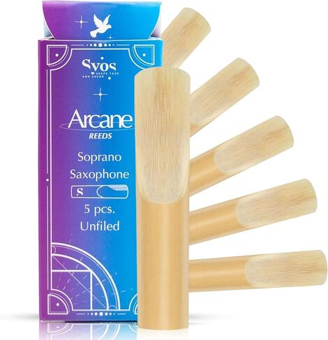 Syos Arcane Soprano Saxophone Reeds Strength 3.0 - Easy to Control Soprano 3 Sax Reeds for a Warm and Rich Sound - Unfiled Reeds for Your Soprano Sax Mouthpiece - Box of 5 Reeds in Saudi Arabia