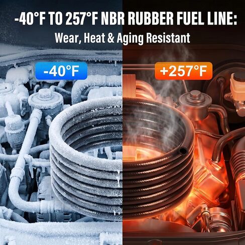 Meonum 3/8 خرطوم خط الوقود 30FT، 3/8 بوصة ID NBR خرطوم الوقود المطاطي 300PSI خط الوقود عالي الضغط - يتضمن 20 مشبكًا لمحركات السيارات، وحقن الوقود، وخراطيم PCV، واستبدال خطوط الفراغ in Kuwait