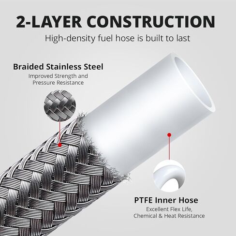 EVIL ENERGY 6AN PTFE Fuel Line Kit 52" Transmission Fluid Oil Cooler Hose Line kit for 4L60 4L60E 4L65E,AN6 Stainless Steel Braided PTFE Fuel Hose Kit for 4L80E TH350 TH400 700R4 Ford C4 C6 4.3FT in Saudi Arabia