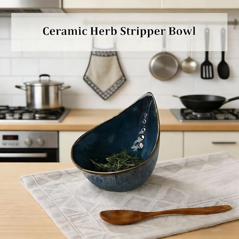 Herb Stripper Bowl - Multi-Size Holes for Cilantro & Basil, Resin Kitchen Tool for Fast Leaf Removal, Essential for Home Cooks in Saudi Arabia