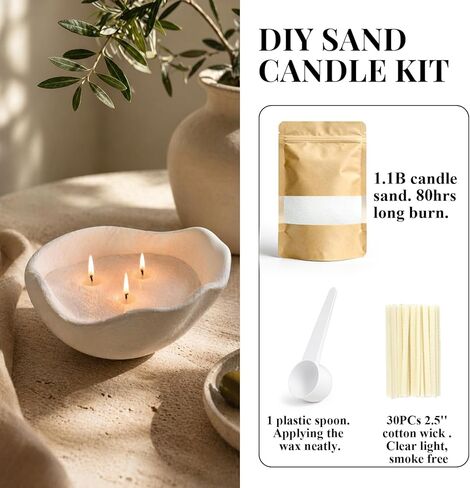 Candle Sand with Wicks, Candle Making Kit, 1.1IB Natural Pearled Candle Wax, Lemongrass Citronella Scented Candle Beads, 1.1IB Refillable Candle Sand kit for Home Decor Outdoor, Mothers Day Gifts in Saudi Arabia