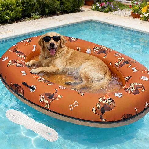 61"x 43" Dog Pool Float Raft with Handle & Rope, Heavy Duty Inflatable Pet Float for Small Medium Large Dogs Up to 150 Lbs, Dog Floaties for Pool, Beach, Lake, River in Saudi Arabia
