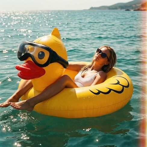 Float Joy Funny Duck Pool Floats Adult Giant Inflatable Rubber Duck Jeep Ducks for Ducking 42" Blow Up Duck Ring Pool Floaties Pool Toys in Saudi Arabia