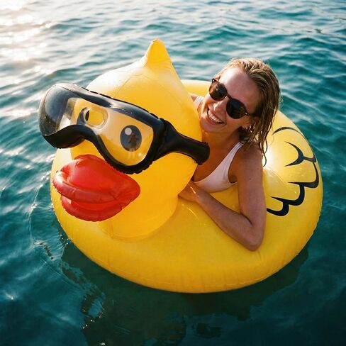 Float Joy Funny Duck Pool Floats Adult Giant Inflatable Rubber Duck Jeep Ducks for Ducking 42" Blow Up Duck Ring Pool Floaties Pool Toys in Saudi Arabia