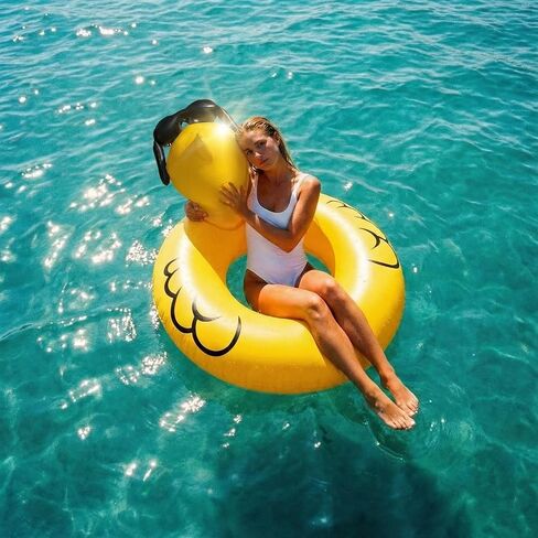 Float Joy Funny Duck Pool Floats Adult Giant Inflatable Rubber Duck Jeep Ducks for Ducking 42" Blow Up Duck Ring Pool Floaties Pool Toys in Saudi Arabia