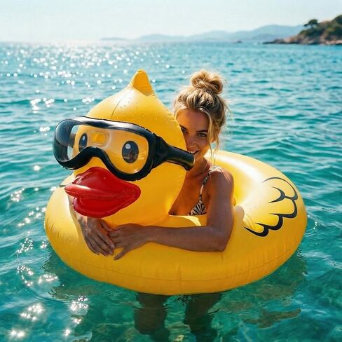 Float Joy Funny Duck Pool Floats Adult Giant Inflatable Rubber Duck Jeep Ducks for Ducking 42" Blow Up Duck Ring Pool Floaties Pool Toys in Saudi Arabia