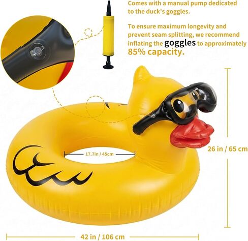 Float Joy Funny Duck Pool Floats Adult Giant Inflatable Rubber Duck Jeep Ducks for Ducking 42" Blow Up Duck Ring Pool Floaties Pool Toys in Saudi Arabia