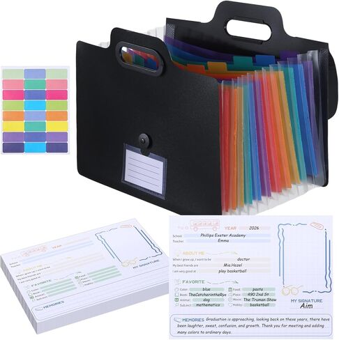 School Memory Box School Years Organizer Kit with 30 Writable Sheets Memory Book Photo Album Keepsake Box for Storing Memories Artwork Pictures and File from Preschool to 12th Grade, Black in Saudi Arabia