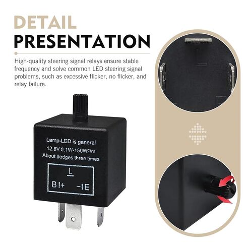Car CF-13 LED Flasher Relay, 12V 3 Pin Adjustable Vehicle Light Signal Relay, for Solving Bulb Over-Frequency Flashing Issues Rapid Flashing Malfunctions, for Most Vehicles (Black) in Saudi Arabia
