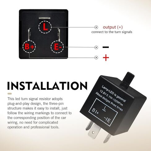 Car CF-13 LED Flasher Relay, 12V 3 Pin Adjustable Vehicle Light Signal Relay, for Solving Bulb Over-Frequency Flashing Issues Rapid Flashing Malfunctions, for Most Vehicles (Black) in Saudi Arabia