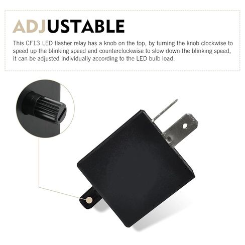 Car CF-13 LED Flasher Relay, 12V 3 Pin Adjustable Vehicle Light Signal Relay, for Solving Bulb Over-Frequency Flashing Issues Rapid Flashing Malfunctions, for Most Vehicles (Black) in Saudi Arabia
