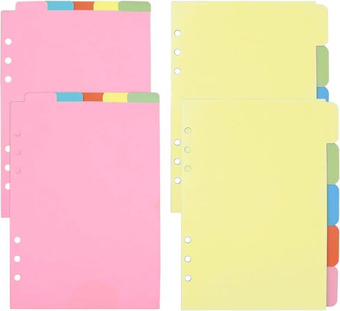 A5 Binder Dividers 4-Pack: 2 Vertical & 2 Horizontal Tab Sets, Durable Paper Dividers for 6-Ring Planners, 5-Tab Each (5.6" × 8.3") (Multicolored) in Saudi Arabia
