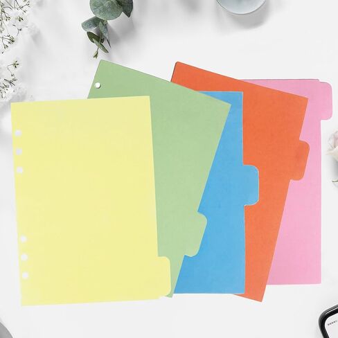 A5 Binder Dividers 4-Pack: 2 Vertical & 2 Horizontal Tab Sets, Durable Paper Dividers for 6-Ring Planners, 5-Tab Each (5.6" × 8.3") (Multicolored) in Saudi Arabia