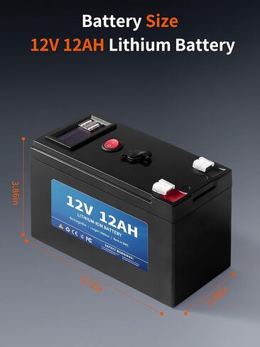 بطارية ليثيوم 12 فولت 12 أمبير، بطارية بديلة للعجلات الكهربائية 12 فولت، 2 منافذ USB، شاحن 2 أمبير، نظام إدارة المباني in Kuwait