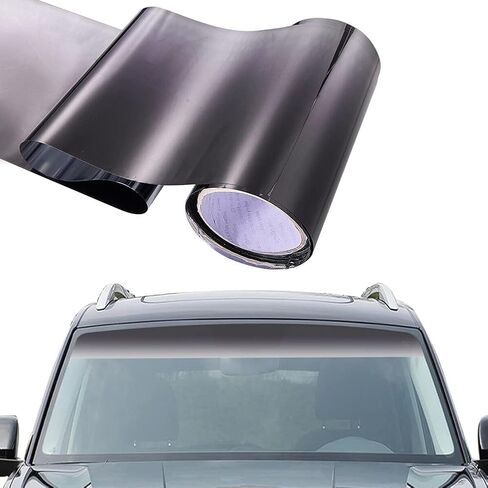 Car Window Sun Visor Strip Tint Film Gradual Color Glossy DIY Car Front Windshield Protect Shade Sticker,20CM150CM,black,Medium in Saudi Arabia
