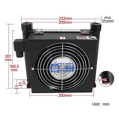AJ0510TB-CA 10L/min Hydraulic Air Cooler with Case Flow Radiator Oil Cooling Heat Exchanger Oil Cooler Plate Pin Radiator Efficient Shock Absorption(3/8",DC24V) in Saudi Arabia