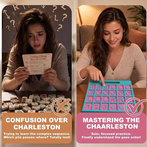 Mahjong Solo Practice Board - 2026 Solo Training Tool for Charleston Passing Sequence - Mahjong Learning Aid for Left, Right, Across Tiles - Premium NMJL Style Mah Jongg Accessories & Gift in Saudi Arabia