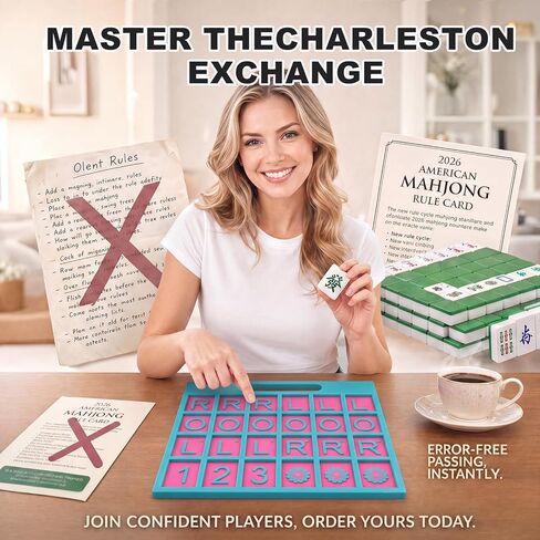 Mahjong Solo Practice Board - 2026 Solo Training Tool for Charleston Passing Sequence - Mahjong Learning Aid for Left, Right, Across Tiles - Premium NMJL Style Mah Jongg Accessories & Gift in Saudi Arabia