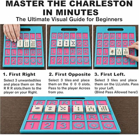 Mahjong Solo Practice Board - 2026 Solo Training Tool for Charleston Passing Sequence - Mahjong Learning Aid for Left, Right, Across Tiles - Premium NMJL Style Mah Jongg Accessories & Gift in Saudi Arabia