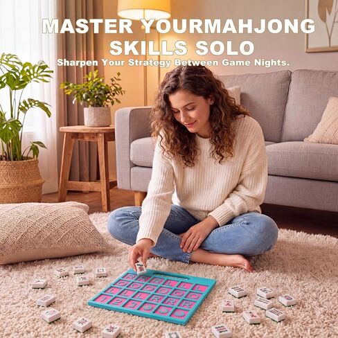 Mahjong Solo Practice Board - 2026 Solo Training Tool for Charleston Passing Sequence - Mahjong Learning Aid for Left, Right, Across Tiles - Premium NMJL Style Mah Jongg Accessories & Gift in Saudi Arabia