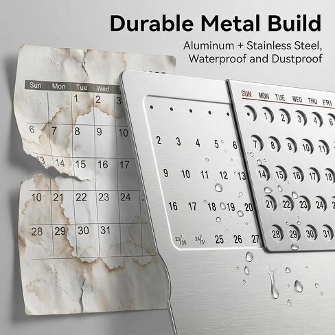 Li&Zhao Mini Desktop Perpetual Calendar - Durable Stainless Steel Portable Desk Organizer Elegant Perpetual Desk Calendar for Home, Office, Modern Perpetual Calendar Desk Accessory Adjustable Design in Kuwait