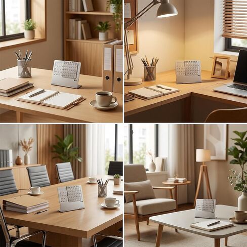 Li&Zhao Mini Desktop Perpetual Calendar - Durable Stainless Steel Portable Desk Organizer Elegant Perpetual Desk Calendar for Home, Office, Modern Perpetual Calendar Desk Accessory Adjustable Design in Kuwait