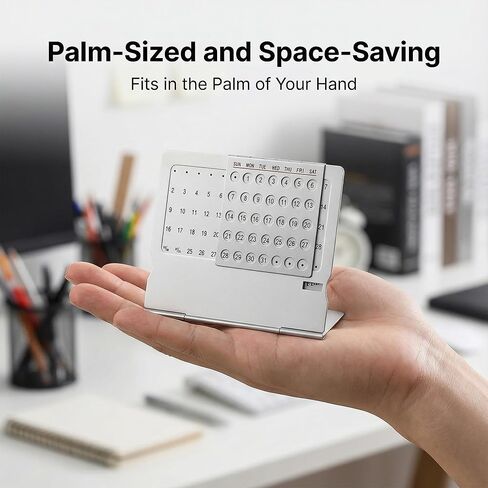 Li&Zhao Mini Desktop Perpetual Calendar - Durable Stainless Steel Portable Desk Organizer Elegant Perpetual Desk Calendar for Home, Office, Modern Perpetual Calendar Desk Accessory Adjustable Design in Kuwait